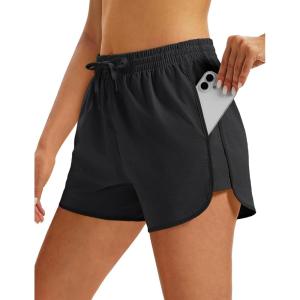 image:imageMAGOCOMSEN Womens Running Athletic Shorts with Pockets 35 Quick Dry Lightweight Workout Gym Shorts Sport CasualBlackblack