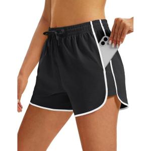 image:imageMAGOCOMSEN Womens Running Athletic Shorts with Pockets 35 Quick Dry Lightweight Workout Gym Shorts Sport CasualBlackwhite