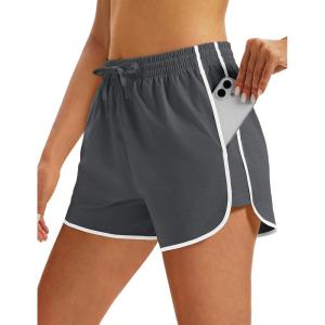 image:imageMAGOCOMSEN Womens Running Athletic Shorts with Pockets 35 Quick Dry Lightweight Workout Gym Shorts Sport CasualDark Grey