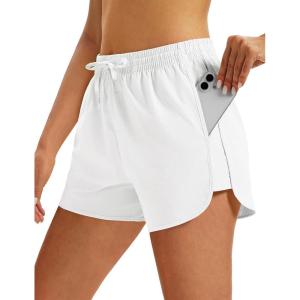 image:imageMAGOCOMSEN Womens Running Athletic Shorts with Pockets 35 Quick Dry Lightweight Workout Gym Shorts Sport CasualWhite