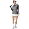 image:imageMAGCOMSEN Long Sleeve Shirts for Women Polo Quick Dry Sports Tennis Golf Shirts Collared Tops Moisture Wicking Grey XL