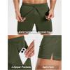 image:imageMAGCOMSEN Mens 5 Athletic Running Shorts Mesh Quick Dry Lightweight Linerless Gym Workout Shorts with Zipper PocketsArmy Green