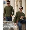image:imageMAGCOMSEN Mens Crewneck Sweatshirt Sherpa Lined Casual Fleece Pullover Thermal Winter Warm Heavyweight Cotton SweatShirtsArmy Green