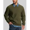 image:imageMAGCOMSEN Mens Crewneck Sweatshirt Sherpa Lined Casual Fleece Pullover Thermal Winter Warm Heavyweight Cotton SweatShirtsArmy Green