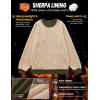 image:imageMAGCOMSEN Mens Crewneck Sweatshirt Sherpa Lined Casual Fleece Pullover Thermal Winter Warm Heavyweight Cotton SweatShirtsArmy Green