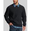 image:imageMAGCOMSEN Mens Crewneck Sweatshirt Sherpa Lined Casual Fleece Pullover Thermal Winter Warm Heavyweight Cotton SweatShirtsBlack