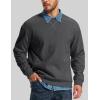 image:imageMAGCOMSEN Mens Crewneck Sweatshirt Sherpa Lined Casual Fleece Pullover Thermal Winter Warm Heavyweight Cotton SweatShirtsGray