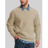 image:imageMAGCOMSEN Mens Crewneck Sweatshirt Sherpa Lined Casual Fleece Pullover Thermal Winter Warm Heavyweight Cotton SweatShirtsKhaki