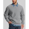 image:imageMAGCOMSEN Mens Crewneck Sweatshirt Sherpa Lined Casual Fleece Pullover Thermal Winter Warm Heavyweight Cotton SweatShirtsLightgray