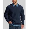 image:imageMAGCOMSEN Mens Crewneck Sweatshirt Sherpa Lined Casual Fleece Pullover Thermal Winter Warm Heavyweight Cotton SweatShirtsNavy