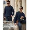 image:imageMAGCOMSEN Mens Crewneck Sweatshirt Sherpa Lined Casual Fleece Pullover Thermal Winter Warm Heavyweight Cotton SweatShirtsNavy