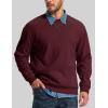 image:imageMAGCOMSEN Mens Crewneck Sweatshirt Sherpa Lined Casual Fleece Pullover Thermal Winter Warm Heavyweight Cotton SweatShirtsWinered