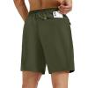 image:imageMAGCOMSEN Mens Hiking Shorts 7 Quick Dry Lightweight 3 Zipper Pockets Summer Workout Gym Athletic Running Shorts MenArmygreen