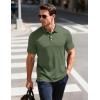 image:imageMAGCOMSEN Mens Polo Shirts Short Sleeve Moisture Wicking Performance Collared Shirt 3 Button Casual Work Golf Polos4 Army Green