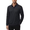 image:imageMAGCOMSEN Mens Polo Shirts with Pocket Long Sleeve Golf Quick Dry Shirts Performance Athletic Work Casual Collared ShirtBlack