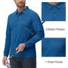 image:imageMAGCOMSEN Mens Polo Shirts with Pocket Long Sleeve Golf Quick Dry Shirts Performance Athletic Work Casual Collared ShirtBlue Green