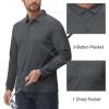 image:imageMAGCOMSEN Mens Polo Shirts with Pocket Long Sleeve Golf Quick Dry Shirts Performance Athletic Work Casual Collared ShirtDark Grey