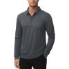 image:imageMAGCOMSEN Mens Polo Shirts with Pocket Long Sleeve Golf Quick Dry Shirts Performance Athletic Work Casual Collared ShirtDark Grey