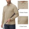 image:imageMAGCOMSEN Mens Polo Shirts with Pocket Long Sleeve Golf Quick Dry Shirts Performance Athletic Work Casual Collared ShirtKhaki