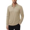 image:imageMAGCOMSEN Mens Polo Shirts with Pocket Long Sleeve Golf Quick Dry Shirts Performance Athletic Work Casual Collared ShirtKhaki