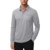 image:imageMAGCOMSEN Mens Polo Shirts with Pocket Long Sleeve Golf Quick Dry Shirts Performance Athletic Work Casual Collared ShirtLight Grey