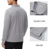 image:imageMAGCOMSEN Mens Polo Shirts with Pocket Long Sleeve Golf Quick Dry Shirts Performance Athletic Work Casual Collared ShirtLight Grey