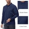 image:imageMAGCOMSEN Mens Polo Shirts with Pocket Long Sleeve Golf Quick Dry Shirts Performance Athletic Work Casual Collared ShirtNavy