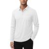 image:imageMAGCOMSEN Mens Polo Shirts with Pocket Long Sleeve Golf Quick Dry Shirts Performance Athletic Work Casual Collared ShirtWhite