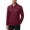 image:imageMAGCOMSEN Mens Polo Shirts with Pocket Long Sleeve Golf Quick Dry Shirts Performance Athletic Work Casual Collared ShirtWine Red
