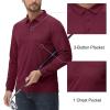 image:imageMAGCOMSEN Mens Polo Shirts with Pocket Long Sleeve Golf Quick Dry Shirts Performance Athletic Work Casual Collared ShirtWine Red