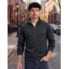 image:imageMAGCOMSEN Mens Quarter Zip Pullover Long Sleeve Fleece Lined Sweatshirts 14 Zip Golf Sweater Winter CasualBlack