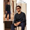image:imageMAGCOMSEN Mens Sweatshirt Crewneck Thermal Sherpa Lined Sweatshirts Warm Winter Casual TopsBlack