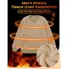 image:imageMAGCOMSEN Mens Sweatshirt Crewneck Thermal Sherpa Lined Sweatshirts Warm Winter Casual TopsKhaki