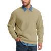 image:imageMAGCOMSEN Mens Sweatshirt Crewneck Thermal Sherpa Lined Sweatshirts Warm Winter Casual TopsKhaki