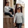 image:imageMAGCOMSEN Mens Sweatshirt Crewneck Thermal Sherpa Lined Sweatshirts Warm Winter Casual TopsLight Grey