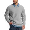 image:imageMAGCOMSEN Mens Sweatshirt Crewneck Thermal Sherpa Lined Sweatshirts Warm Winter Casual TopsLight Grey