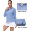 image:imageMAGCOMSEN UPF 50 Long Sleeve Women Polo Shirt Moisture Wicking Golf Tshirt Quick Dry Activewears Spring Tops L B M Light Blue