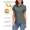 image:imageMAGCOMSEN Womens Polo Shirts UPF 50 Short Sleeve Golf Shirt Quick Dry Sun Protection 4 Buttons Casual Work Collar Top06dark Grey