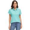 image:imageMAGCOMSEN Womens Polo Shirts UPF 50 Short Sleeve Golf Shirt Quick Dry Sun Protection 4 Buttons Casual Work Collar TopLake Blue