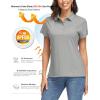 image:imageMAGCOMSEN Womens Polo Shirts UPF 50 Short Sleeve Golf Shirt Quick Dry Sun Protection 4 Buttons Casual Work Collar TopLight Grey