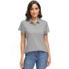 image:imageMAGCOMSEN Womens Polo Shirts UPF 50 Short Sleeve Golf Shirt Quick Dry Sun Protection 4 Buttons Casual Work Collar TopLight Grey