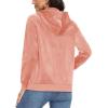 image:imageMAGCOMSEN Womens Velour Hooded Jacket Long Sleeve Full Zip Outerwear Soft Warm Velvet Jacket with Side PocketsApricot