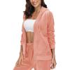 image:imageMAGCOMSEN Womens Velour Hooded Jacket Long Sleeve Full Zip Outerwear Soft Warm Velvet Jacket with Side PocketsApricot