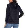 image:imageMAGCOMSEN Womens Velour Hooded Jacket Long Sleeve Full Zip Outerwear Soft Warm Velvet Jacket with Side PocketsBlack