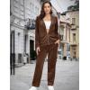 image:imageMAGCOMSEN Womens Velour Hooded Jacket Long Sleeve Full Zip Outerwear Soft Warm Velvet Jacket with Side PocketsCoffee