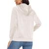 image:imageMAGCOMSEN Womens Velour Hooded Jacket Long Sleeve Full Zip Outerwear Soft Warm Velvet Jacket with Side PocketsCream