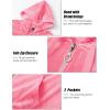 image:imageMAGCOMSEN Womens Velour Hooded Jacket Long Sleeve Full Zip Outerwear Soft Warm Velvet Jacket with Side PocketsFluorescent Pink