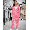 image:imageMAGCOMSEN Womens Velour Hooded Jacket Long Sleeve Full Zip Outerwear Soft Warm Velvet Jacket with Side PocketsFluorescent Pink