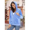 image:imageMAGCOMSEN Womens Velour Hooded Jacket Long Sleeve Full Zip Outerwear Soft Warm Velvet Jacket with Side PocketsLight Blue
