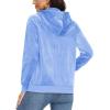 image:imageMAGCOMSEN Womens Velour Hooded Jacket Long Sleeve Full Zip Outerwear Soft Warm Velvet Jacket with Side PocketsLight Blue